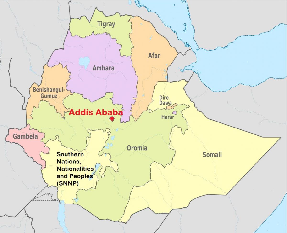 addis ababa Etiopije karti svijeta