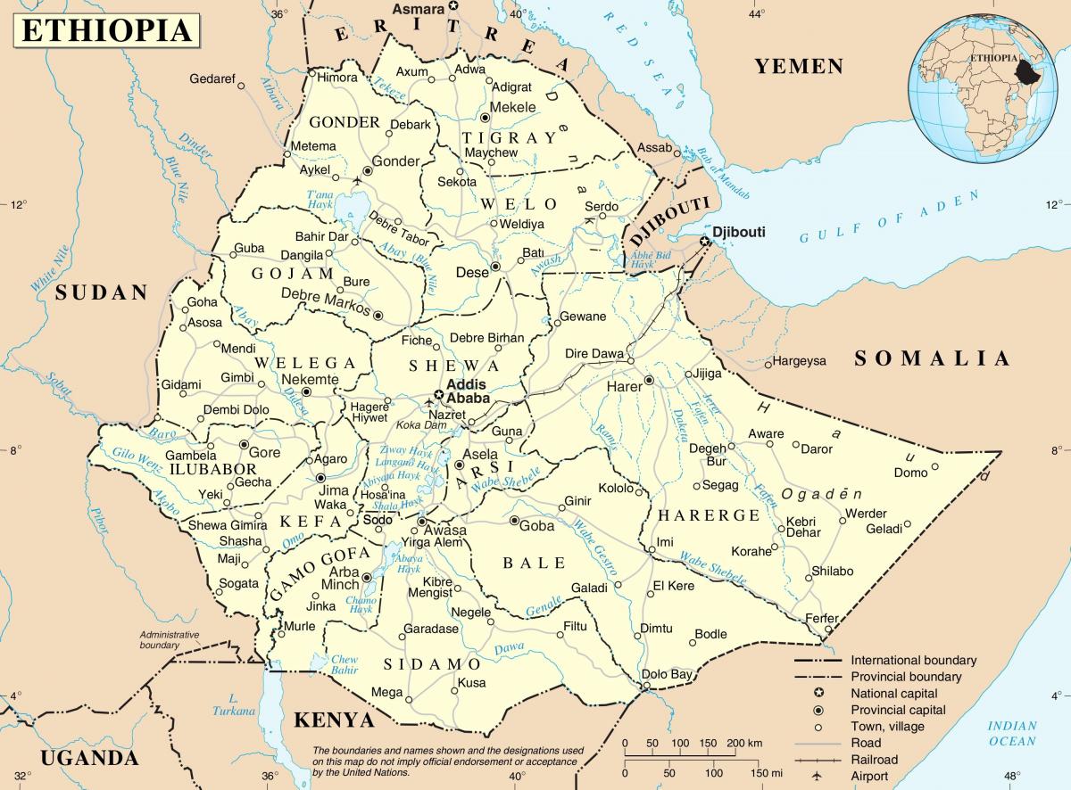 politički mapu Etiopije