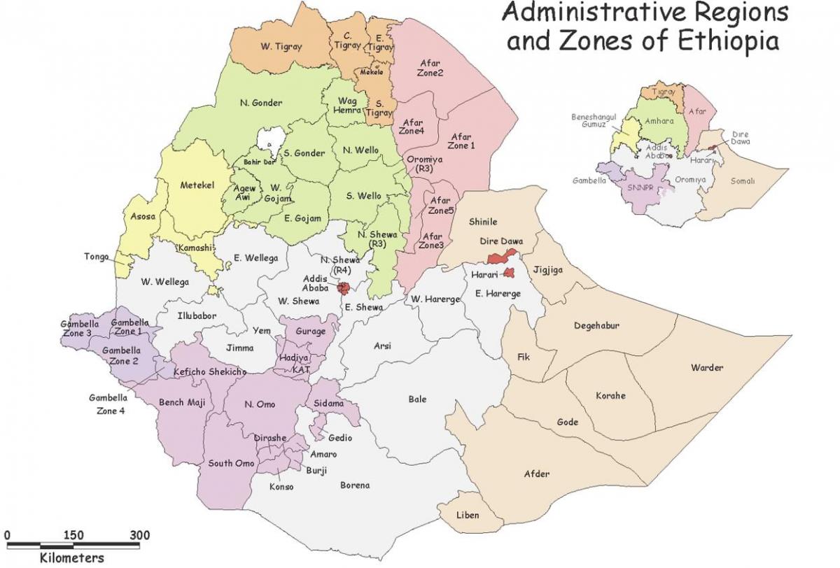 Etiopski mapa do regionu
