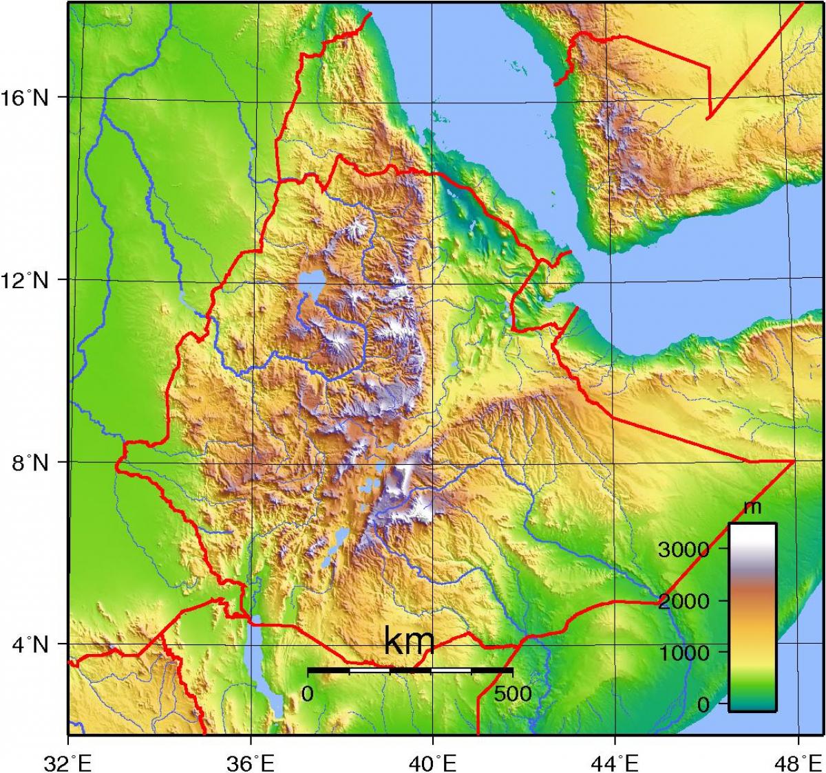 Etiopski brda africi mapu