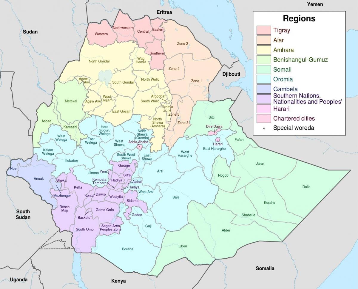 novi Etiopije mapu