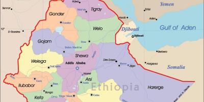 Etiopije mapa sa gradovima