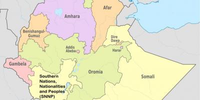 Etiopije regionalnog države mapu