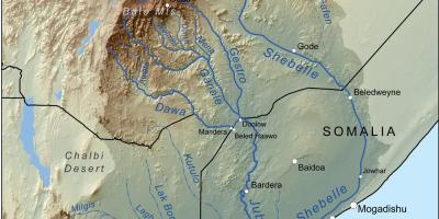 Mapa Etiopski reke