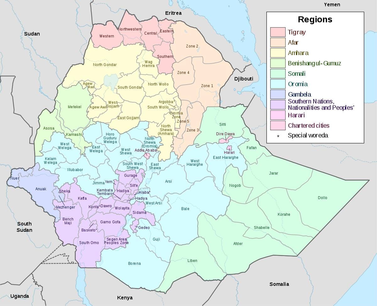 hawassa Etiopije mapu