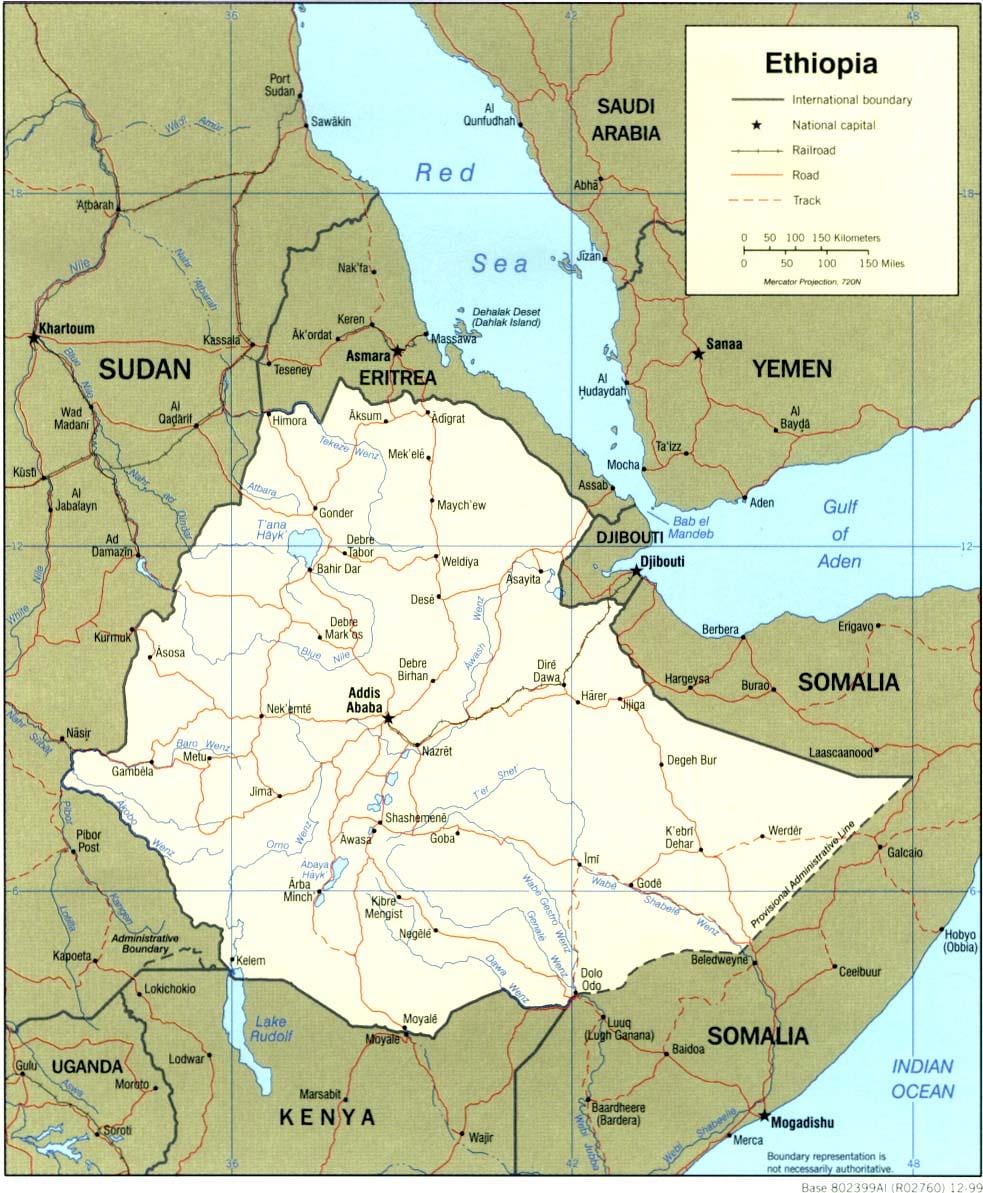 geografska karta Etiopije