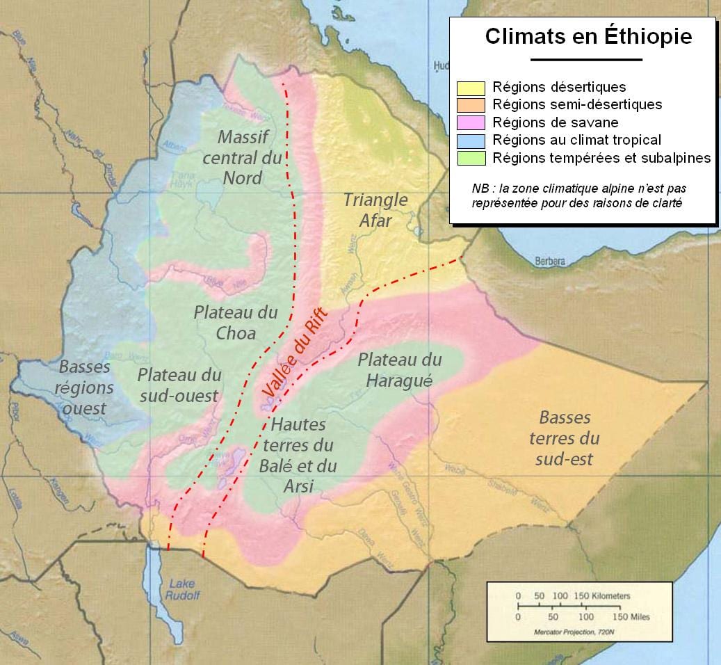mapa Etiopije klime