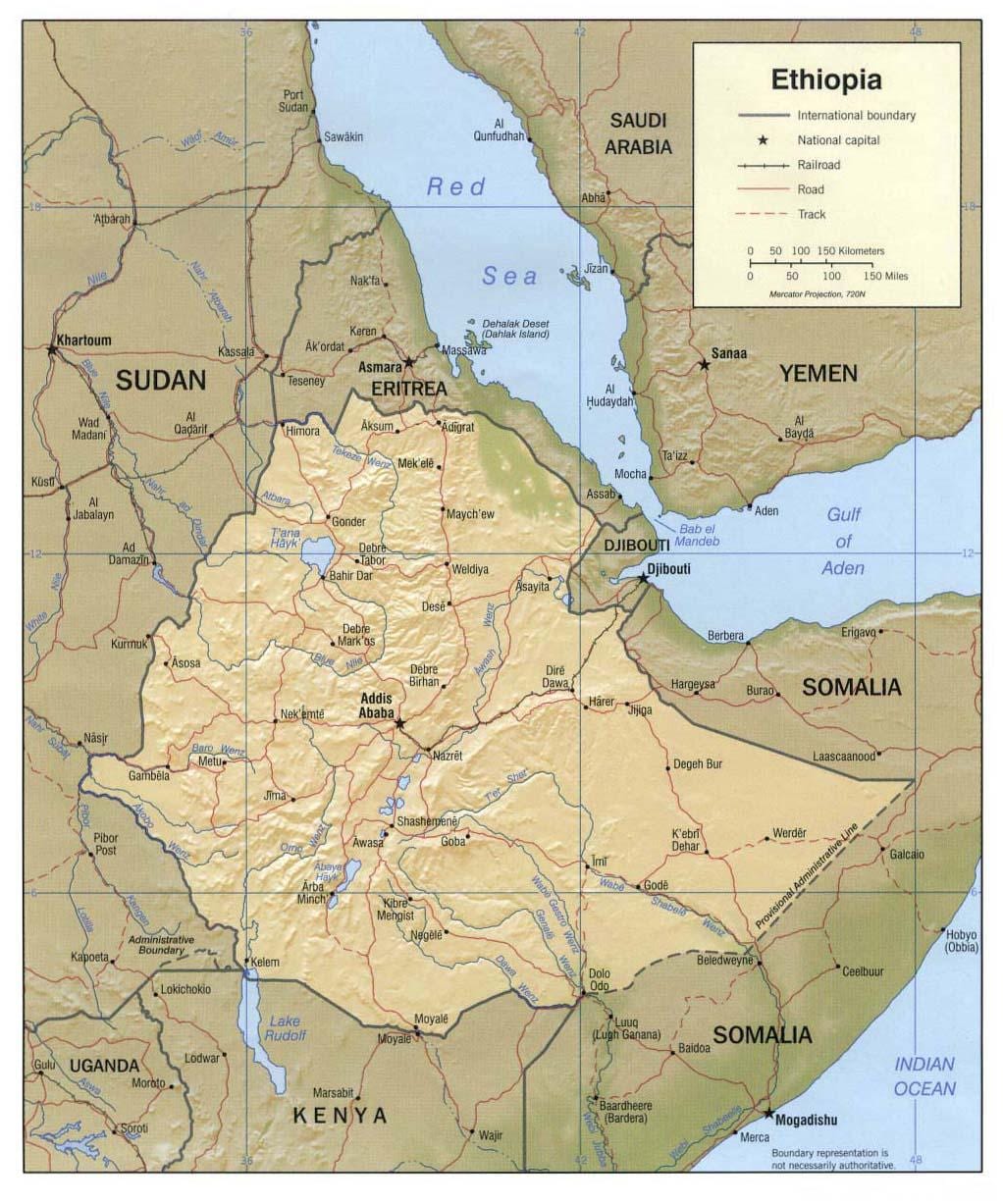 mapa Etiopije mapu 1980