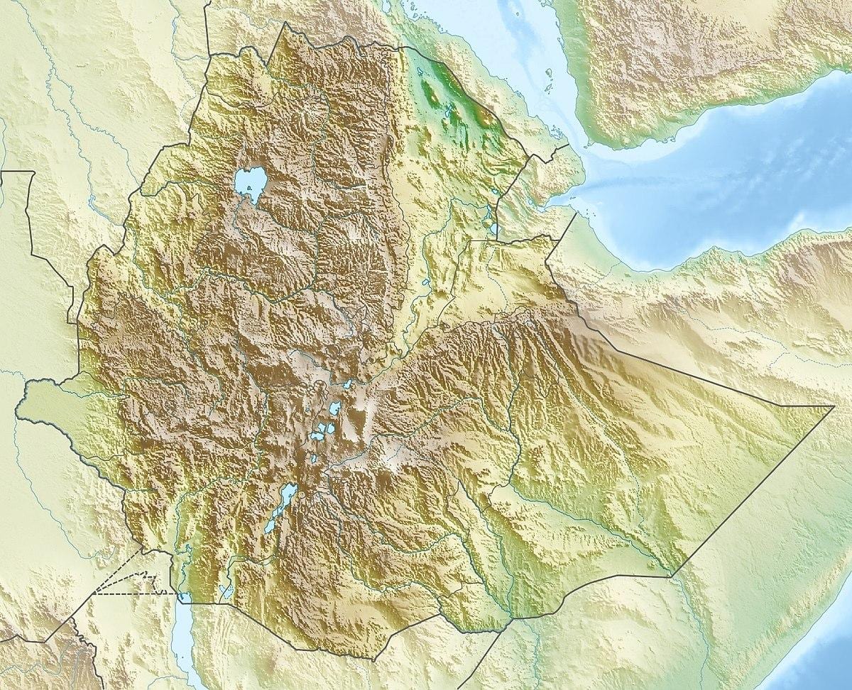 mapa Etiopski planinama