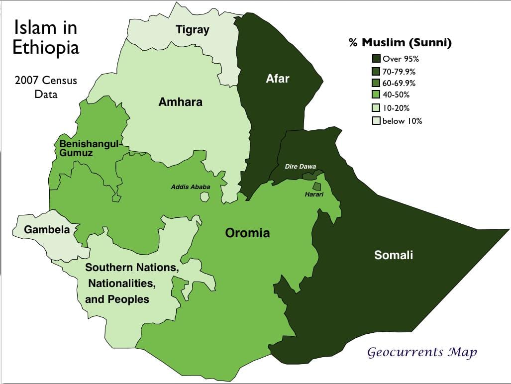 mapa Etiopski plemena