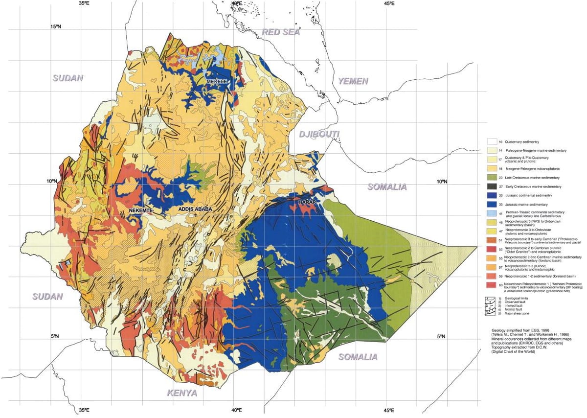 mapa geološke mapu Etiopije