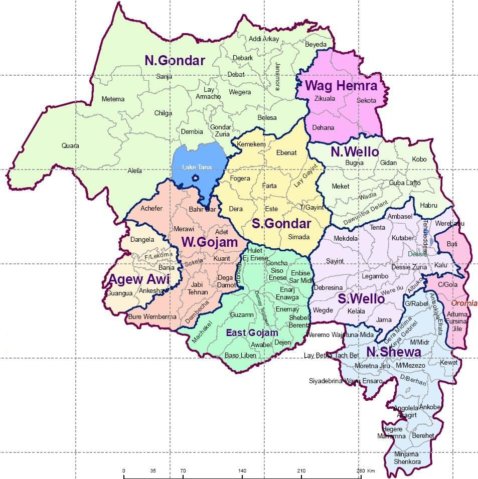 Etiopije gondar mapu