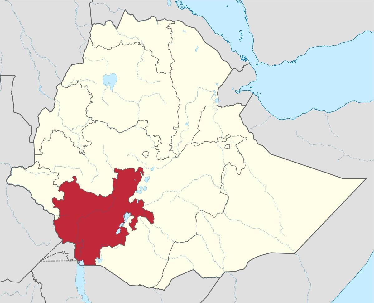 mapa na jug Etiopije