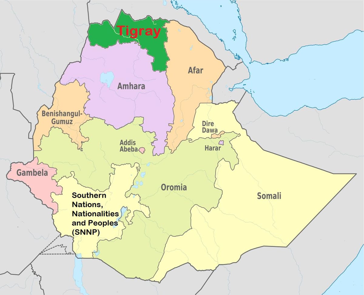 Etiopski tigray mapu