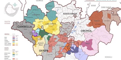 Mapa Etiopije kafu