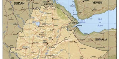 Mapa Etiopije mapu 1980