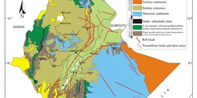 Mapa Etiopije prirodni resursi