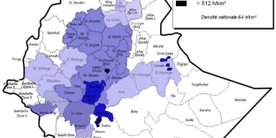 Etiopije karta gustoće naseljenosti