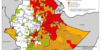 Mapa Etiopije suša