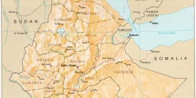Mapa Etiopije tokom derg