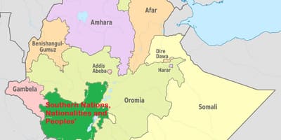Mapa snnpr Etiopije